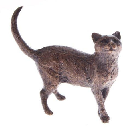 Butler & Peach Detailed Small Solid Bronze Cat Standing - Willow and Avon