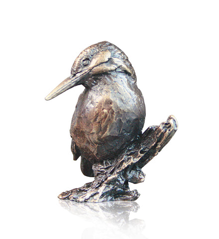 Butler & Peach Detailed Small Solid Bronze Kingfisher on Branch - Willow and Avon
