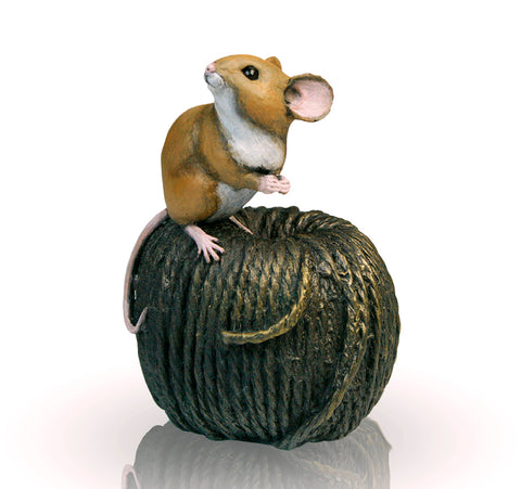 Mouse on Ball of Twine Hand Painted Cold Cast Bronze by Michael Simpson High Quality Figure - Willow and Avon