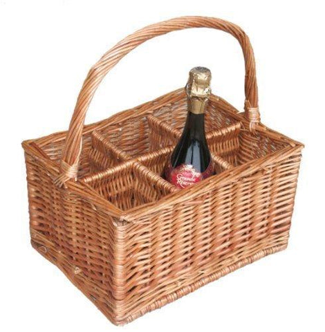 Willow Double Steamed 6 Bottle Wine Drinks Basket - Willow and Avon