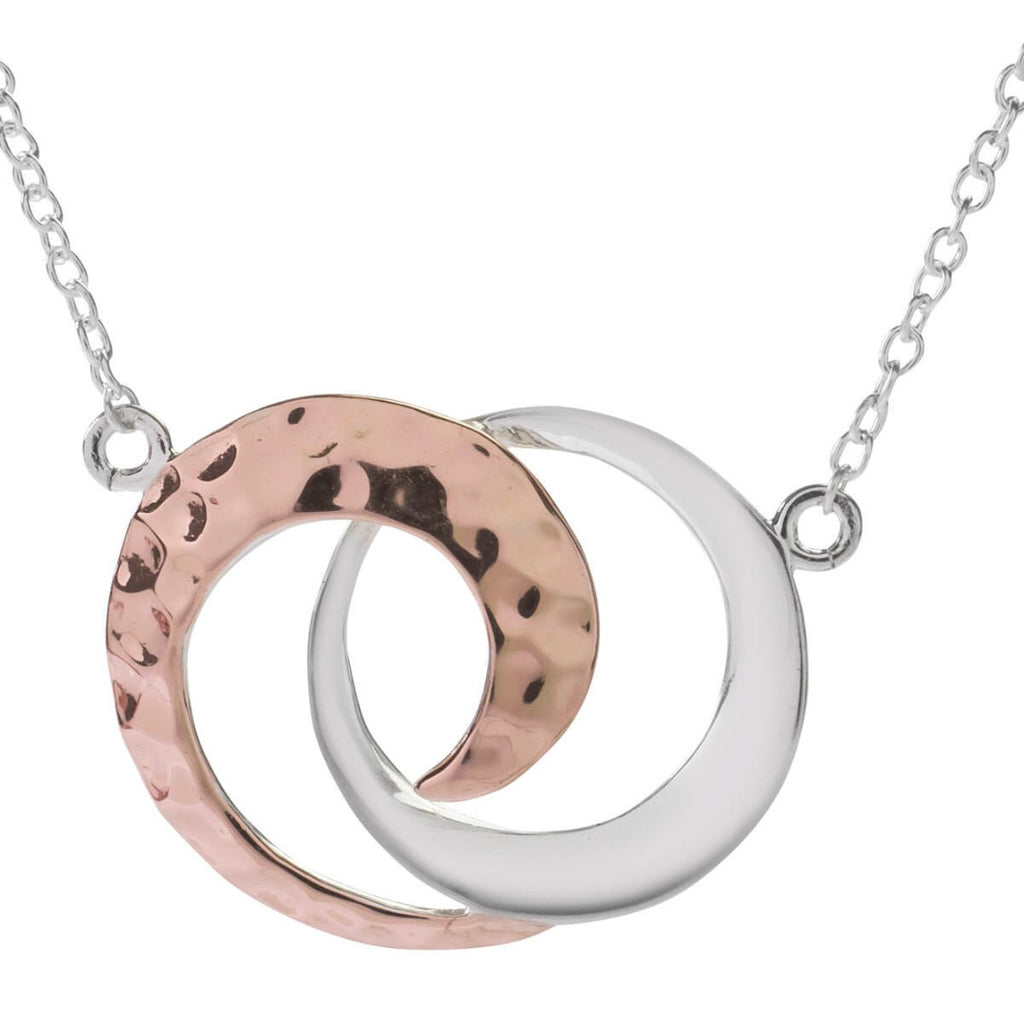 Sophie Oliver Valencia Hammered Rings Sterling Silver & Rose Gold Necklace - Willow and Avon