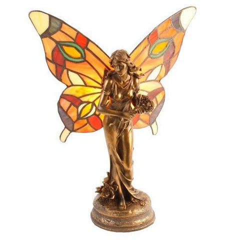 ART DECO BUTTERFLY ANGEL FAIRY TIFFANY STAINED GLASS LAMP - Willow and Avon