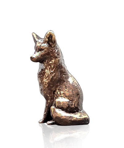 Butler & Peach Detailed Small Solid Bronze Fox Sitting Boxed Gift - Willow and Avon