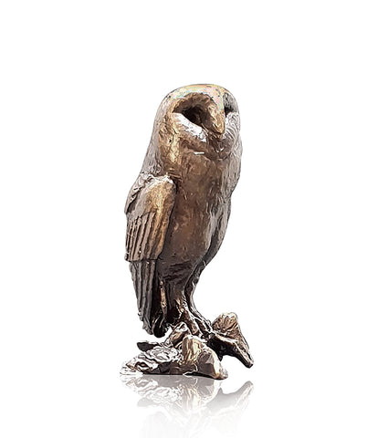 Butler & Peach Detailed Small Solid Bronze Sitting Barn Owl Boxed Gift - Willow and Avon