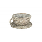 Antique Wash Willow Tea Cup and Saucer Basket Plant Pot Holder - Willow and Avon