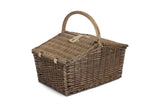 Wicker Willow Deluxe Retro Double Lidded Wicker Fitted 4 Person Picnic Basket