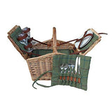 2 Person Willow Butterfly Lidded Fitted Wicker Picnic Hamper Basket Cutlery Glasses - Willow and Avon