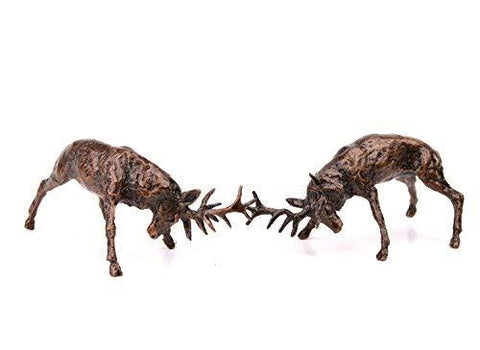 Butler & Peach - Solid Hot Cast Bronze Miniature Rutting Stags - Willow and Avon