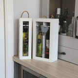 Dual Bottle White Wooden Hinged Wine Box Glass Lid - I Love Wine - Gift - Willow and Avon