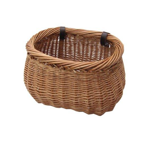 Delux Heritage Large Willow Pot Traditional Handmade Vintage Style Wicker Bicycle Basket Leather Straps