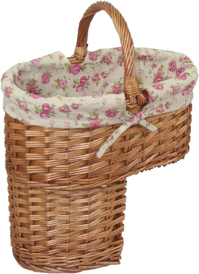 Double Steamed Willow Wicker Rose Lined Stair Basket
