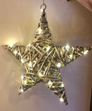 Star Antique Wash Willow Wreath 40cm Diameter with 20 LED Lights