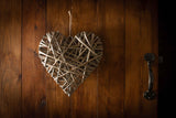 Medium Full Antique Wash Wicker Willow Heart 20cm
