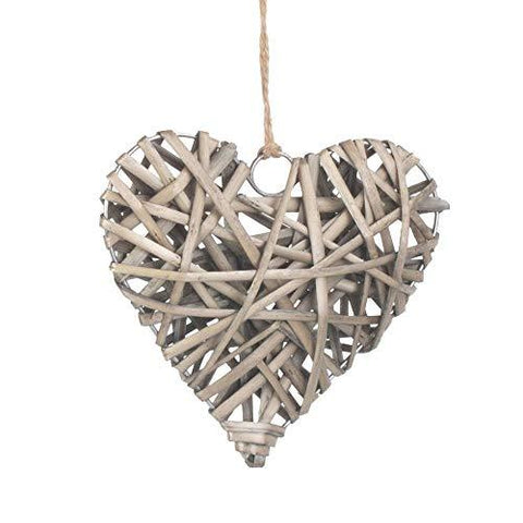 Small Full Antique Wash Wicker Willow Heart 15cm
