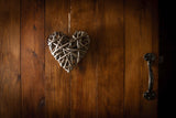Small Full Antique Wash Wicker Willow Heart 15cm