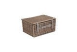 Willow 2 Person Grey Tweed Wicker Fitted Picnic Basket Hamper Cooler Blanket