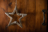 Antique Wash Willow Flat Open Hanging Star Wreath Christmas Decoration