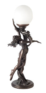 Art Deco Style Bronze Lighting Nude Stretching Lady Table Lamp - Willow and Avon