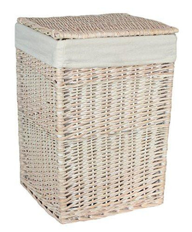 Quality Small Square White Wash Linen / Laundry Basket Hamper with White Lining - Willow and Avon