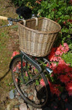 Medium Traditional Wicker Willow Bicycle Front Basket with Leather Straps