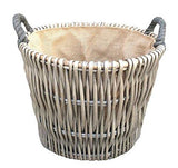 Small Round Grey Log Wicker Basket - Willow and Avon