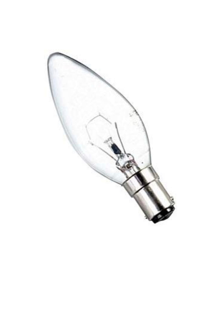 2 x CLEAR CANDLE 25w WATT SMALL BAYONET CAP // SBC // B15 LAMP LIGHT BULB - Willow and Avon